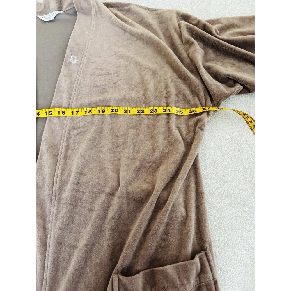 Vintage Christian Dior Monsieur Men's Taupe Velour Robe Belted Lounge Bath Robe*